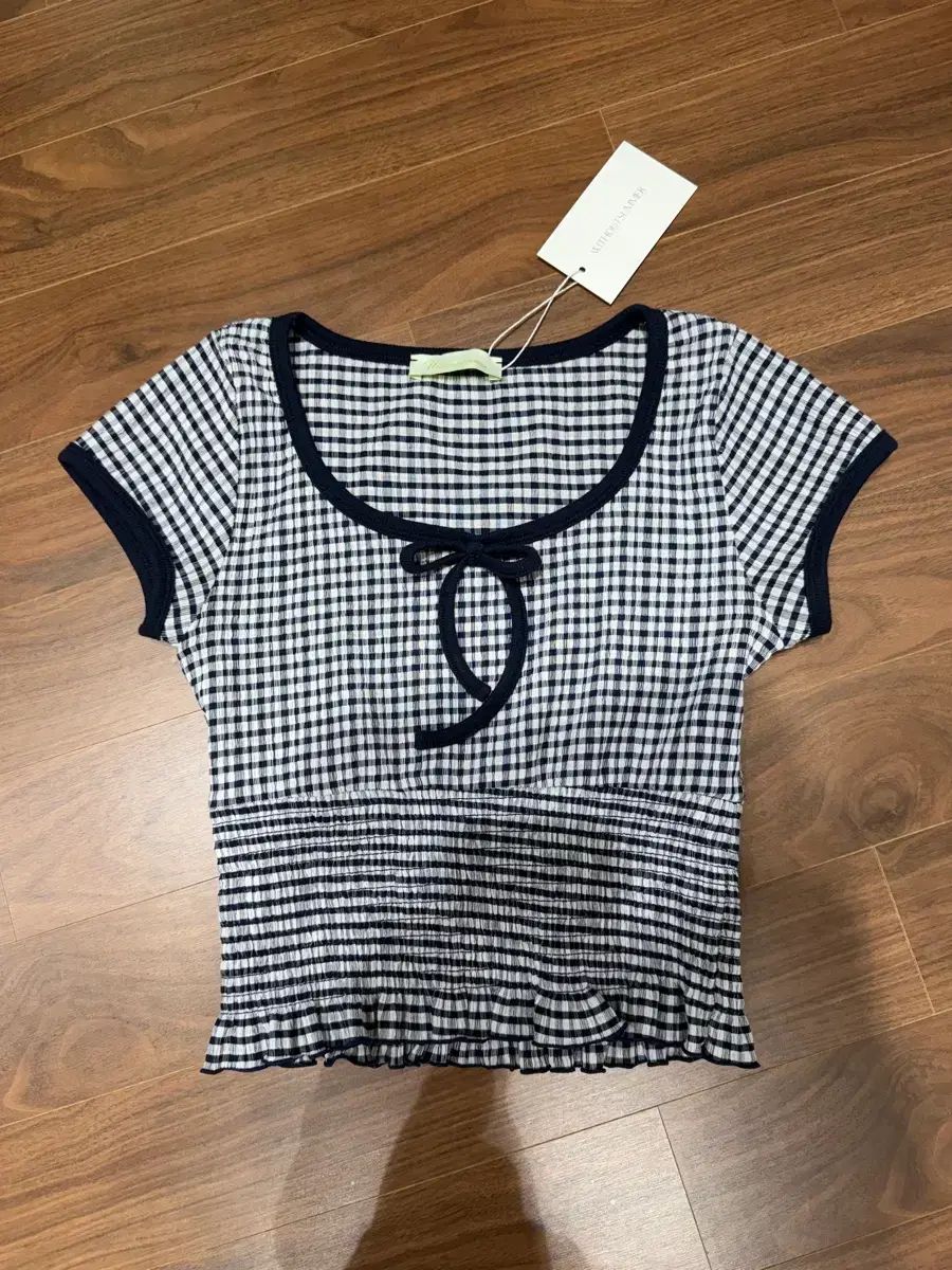(新品) WITHOUTSUMMER キーリボン スモーク トップス CHECK