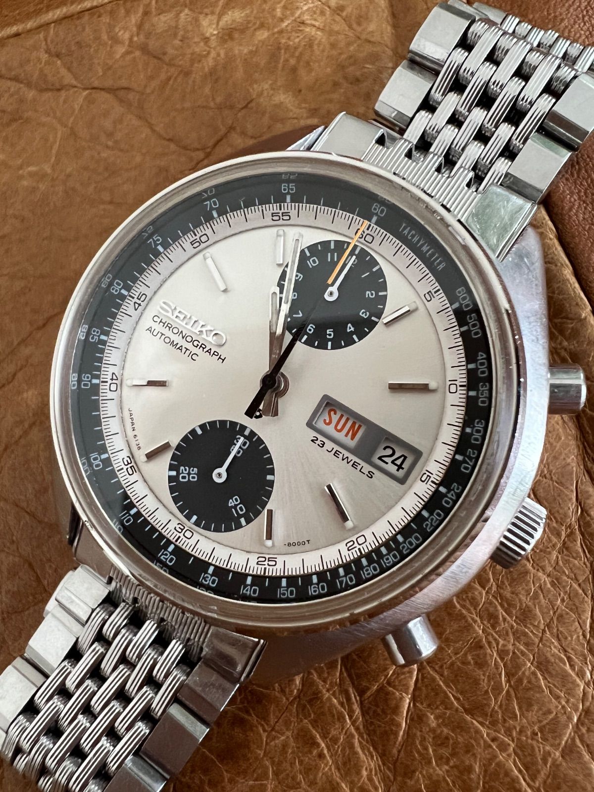 OH済み！美品☆セイコー SEIKO☆ベビーパンダ☆クロノグラフ☆6138 