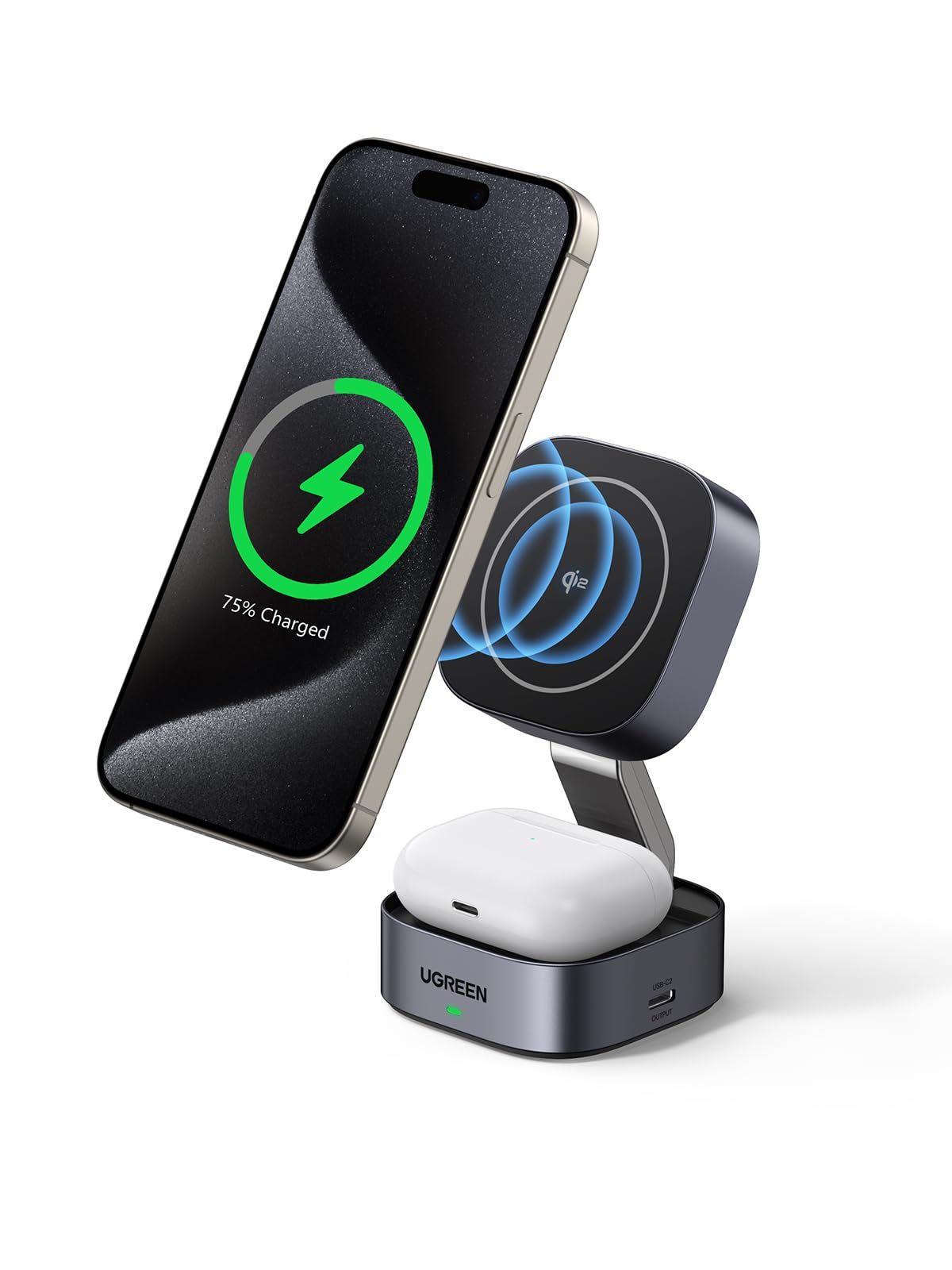UGREEN MagFlow Qi2 ワイヤレス充電器 15W MagSafe対応 iPhone ワイヤレス充電 折りたたみ式 マグセーフ 充電スタンド【 2in1+USB Cポート増設】iPhone 17/16/15/14/13/12シリー c1cad4c1 UGREEN MagFlow Qi2 ワイヤレス充電器 15W MagSafe対応 iPhone ワイヤレス充電 折りたたみ式 マグセーフ 充電スタンド【 2in1+USB Cポート増設】iPhone 17/16/15/14/13/12シリー c1cad4c1
