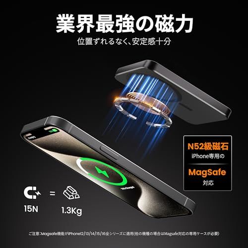 【業界初のチタン金属・0.8cmの超薄型】Yamisan Magsafe対応 小型 軽量 PD20W急速充電 マグネット式 ワイヤレス充電器 スマホ充電器 両台同時充電 Type-C入出力兼用 5000mAh マグセーフ充電器 iPhone 64af9fdd