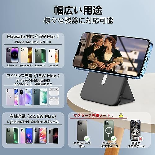 LUCKYDUO 10000mAh 大容量 急速充電 マグネット ワイヤレス 折りたたみ式スタンド 【15W ワイヤレス充電/22.5W USBポート出力/PD対応】 3台同時充電可能 PSE認証済み iPhone 15 /14 /13 /1 6e5a5811 LUCKYDUO 10000mAh 大容量 急速充電 マグネット ワイヤレス 折りたたみ式スタンド 【15W ワイヤレス充電/22.5W USBポート出力/PD対応】 3台同時充電可能 PSE認証済み iPhone 15 /14 /13 /1 6e5a5811