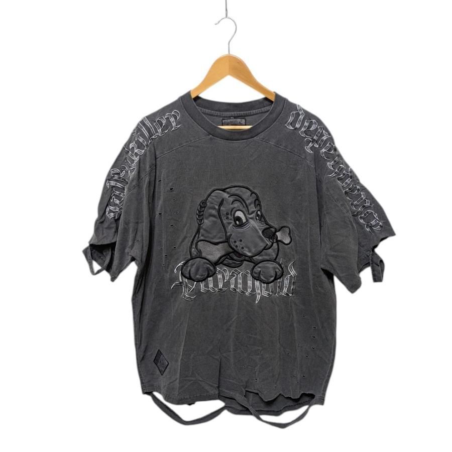 GALFY ガルフィー 病みに染まりしTシャツ 大型犬 ダメージ加工 142021 グレー系 コットン サイズLL 65247