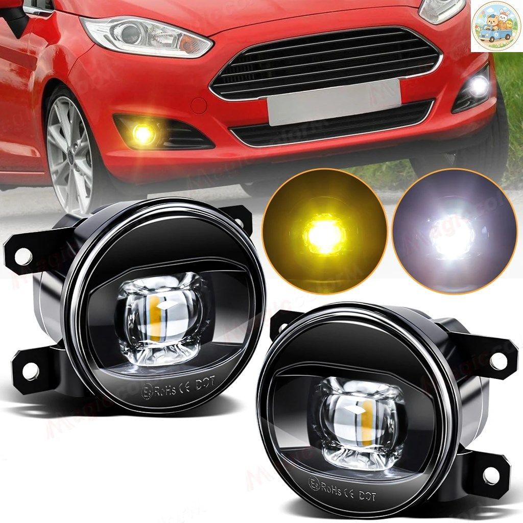 LEDフォグランプ 2個セット フォード ホンダ いすゞ 三菱 シトロエン ルノー 車用フォグランプ 8000LM 30W ホワイト/イエロー 12V 防水