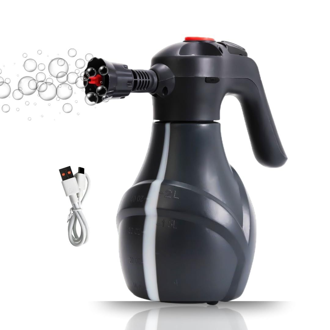 電動 フォームガン 洗車 泡噴霧器 電動スプレー 2L 低騒音 USB充電式 コードレス 1300mah 洗車用品 発泡スプレー コードレス 泡洗車 水やり じょうろ グレーt fe596d68