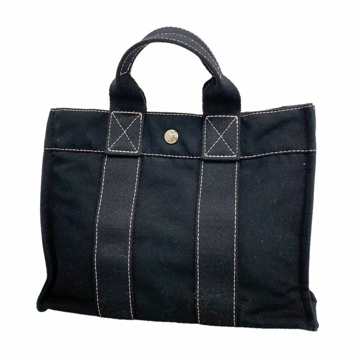 【6ed4361-k】エルメス ハンドバッグ ドーヴィルPM キャンバス ブラック シルバー金具【中古】メンズ レディース ユニセックス