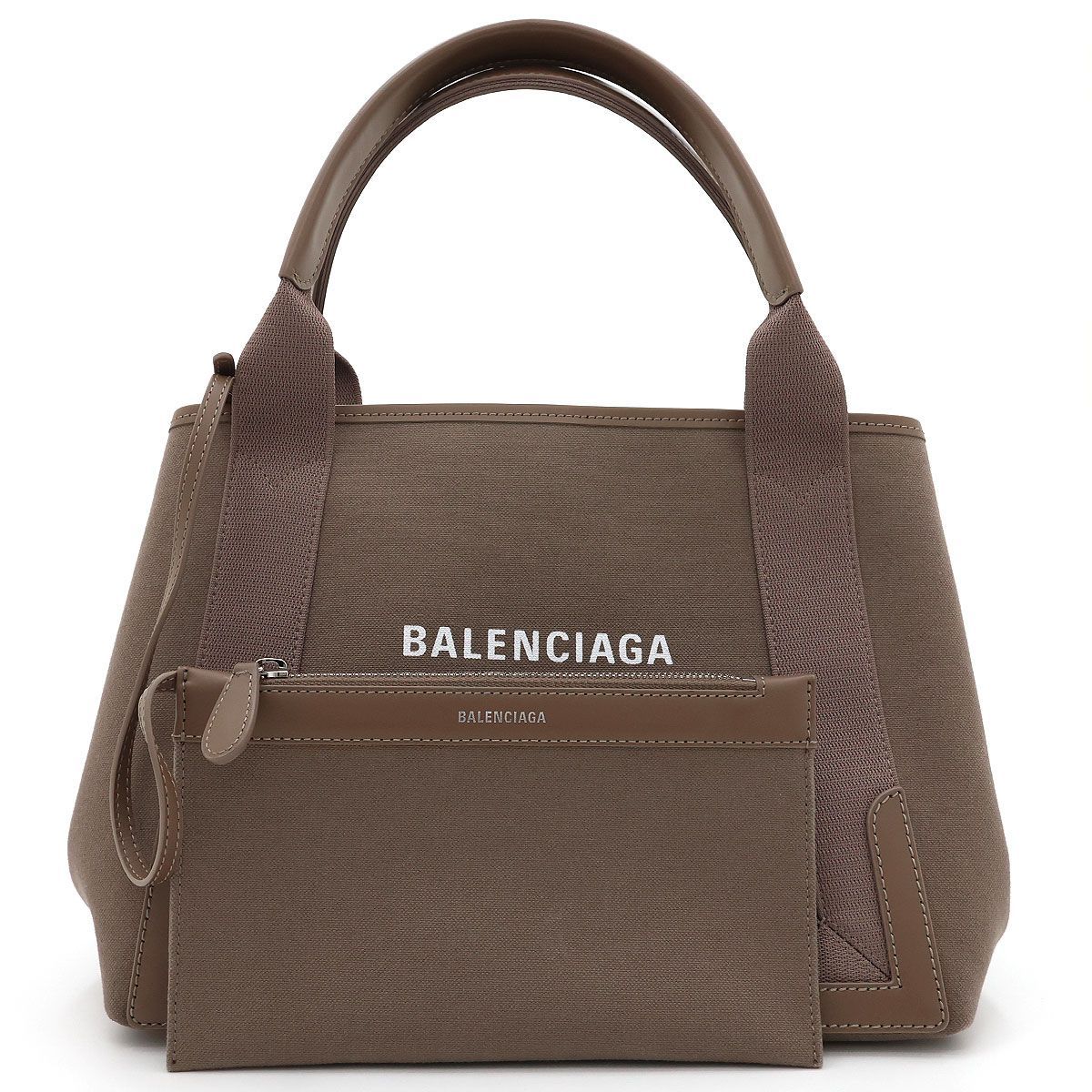 【 美品 】BALENCIAGA バレンシアガ トートバッグ ネイビーカバス S ポーチ付 339933 ミンクグレー ブラウン イタリア製 スモールサイズ ユニセックス 70,400円
