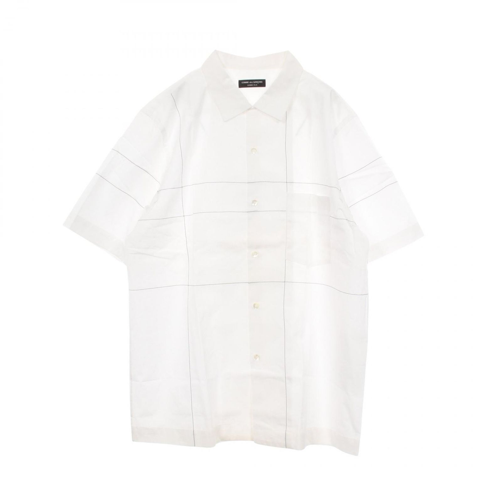 コムデギャルソンオムプリュス COMME des GARCONS HOMME PLUS ステッチ 半袖 PI-B007 ホワイト コットン 半袖シャツ メンズ Used A