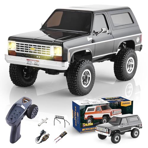 FMS 1/24スケールRCクローラー ラジコン Chevy K5 Blazer 車正式ライセンスFCX24 RTR8km/h MAX速度LEDライトホビーグレード RCオフロードトラックリモートコントロールカー(ブラック)FMS12403R e849f267
