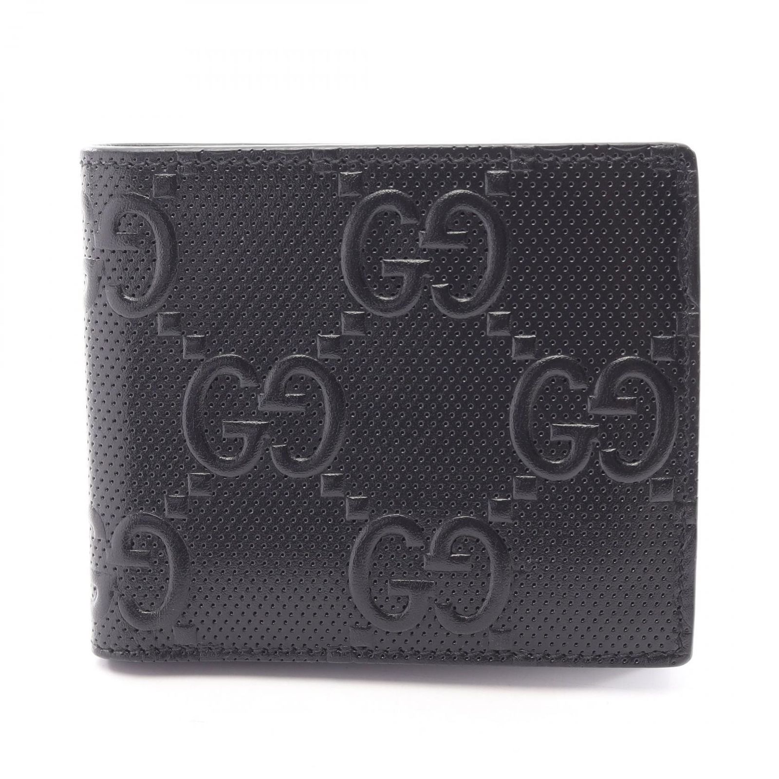 グッチ GUCCI 二つ折り財布 GGエンボス 625555 ブラック レザー GGエンボス 二つ折財布 メンズ Used A