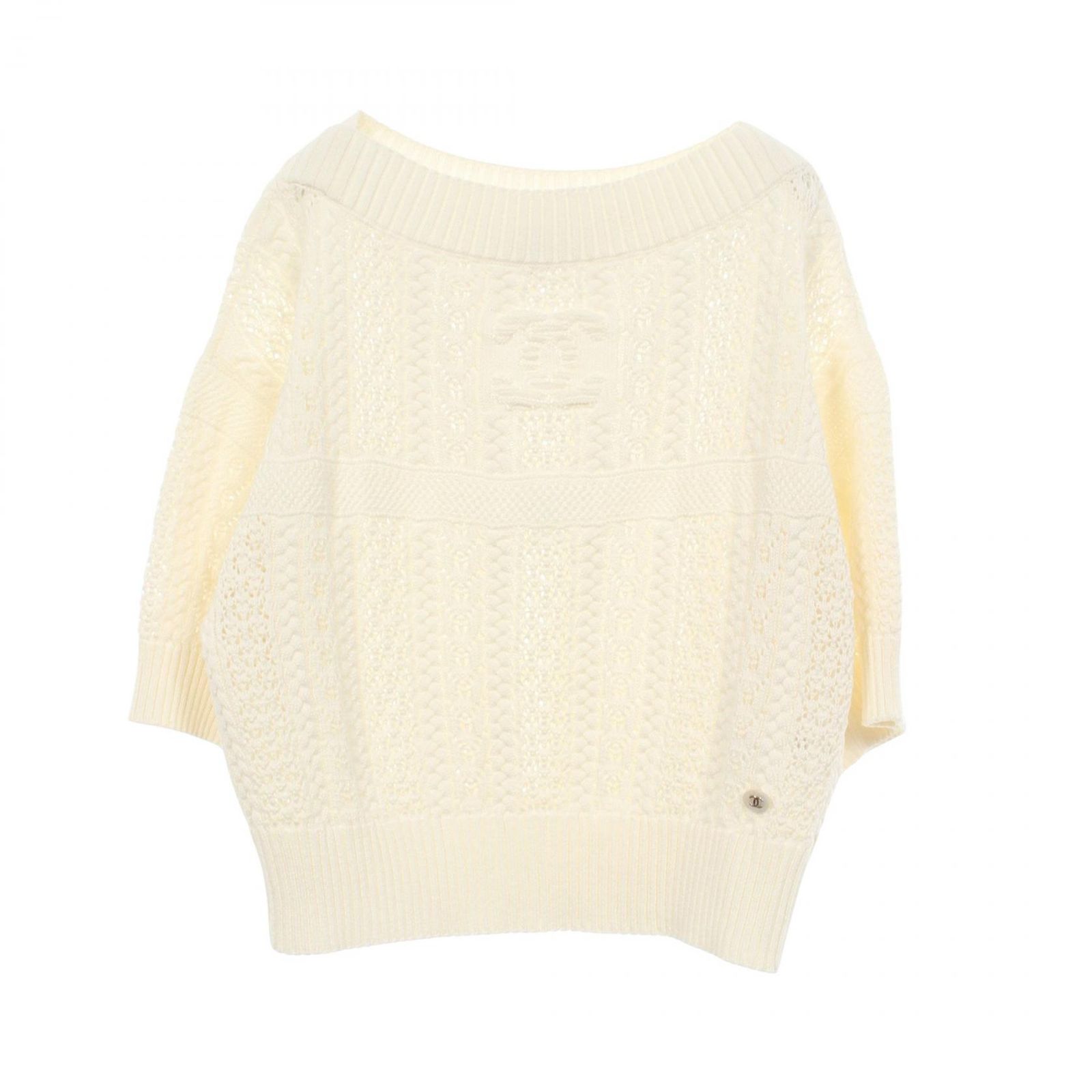 シャネル CHANEL ニット ココマーク 半袖 P76924K11083 コットン ニット レディース Used A