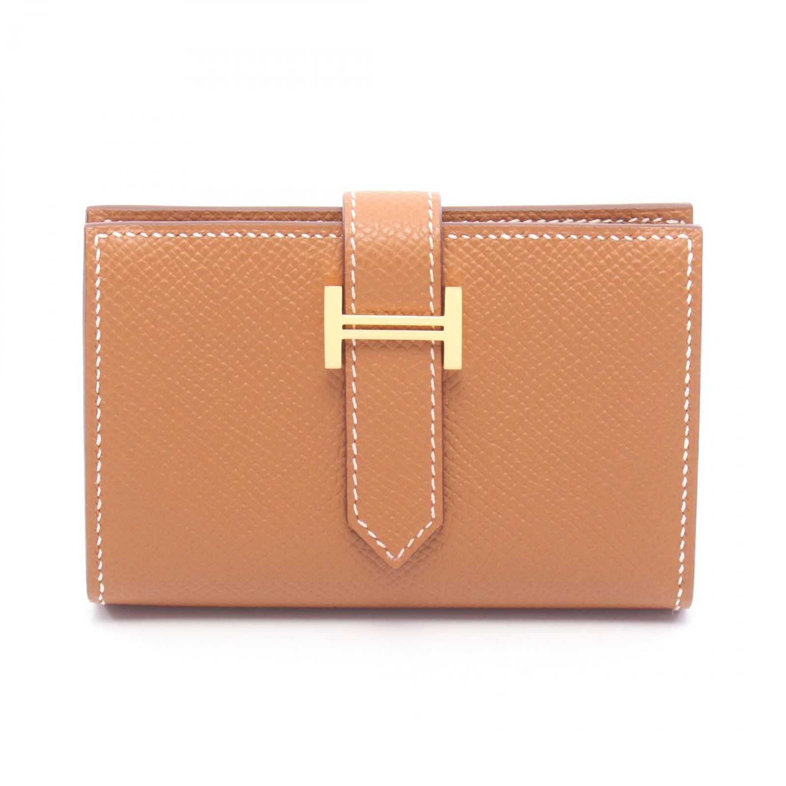 エルメス HERMES カードケース ベアンミニ ゴールド レザー カーフ（牛革） ベアン ミニ ゴールド レディース Used A