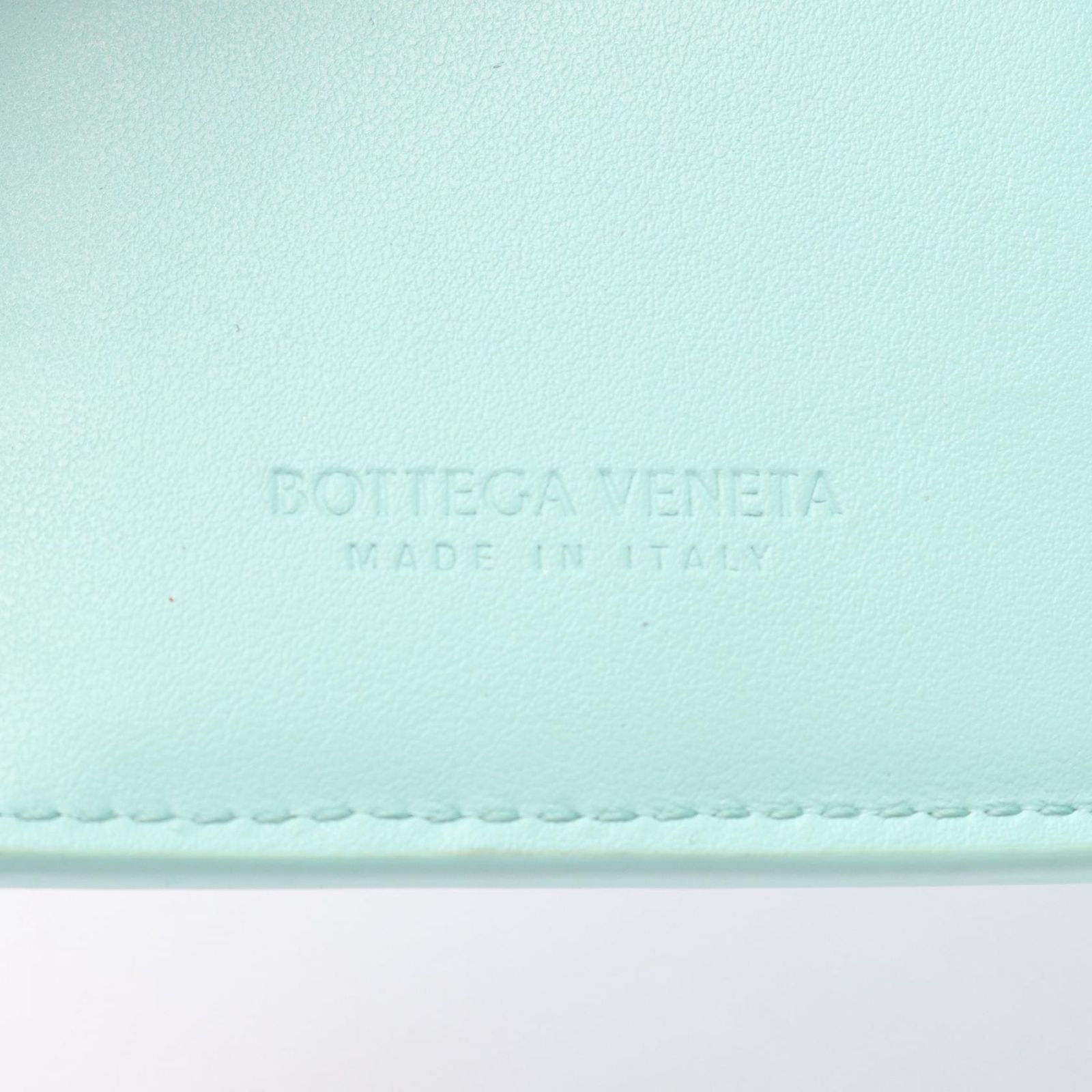 ボッテガヴェネタ BOTTEGA VENETA 二つ折り財布 スモール カセット マキシイントレチャート 742698 ミントグリーン レザー マキシイントレチャート カセット スモール 二つ折り財布