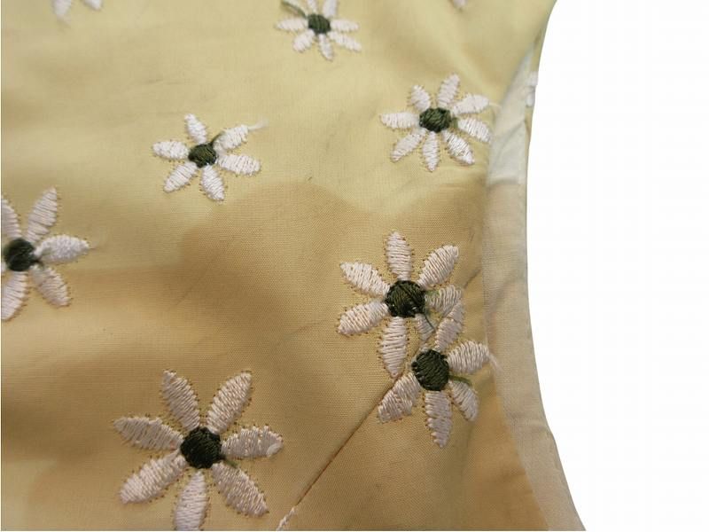 トッカ TOCCA ワンピース ひざ丈 花柄 刺繍 イエロー 2 レディース
