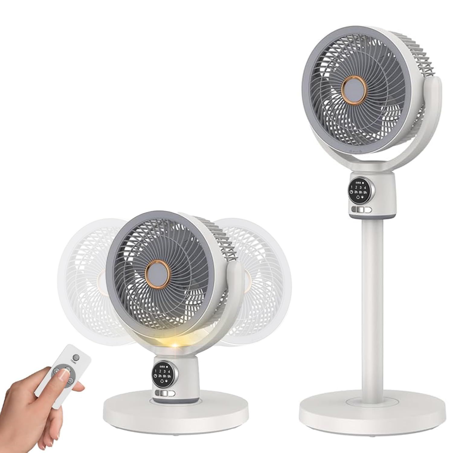 【2026最強モデル＆静音＆節電モデル】サーキュレーター 扇風機 DCモーター強力 左右首振り+上下手動調整 USB給電 風量5段階調節 パワフル送風 静音 リモコン付き タイマー機能 4段高さ調整可能 1台多役 換気 空気循環 部屋干し 梅雨 除湿 衣類乾e