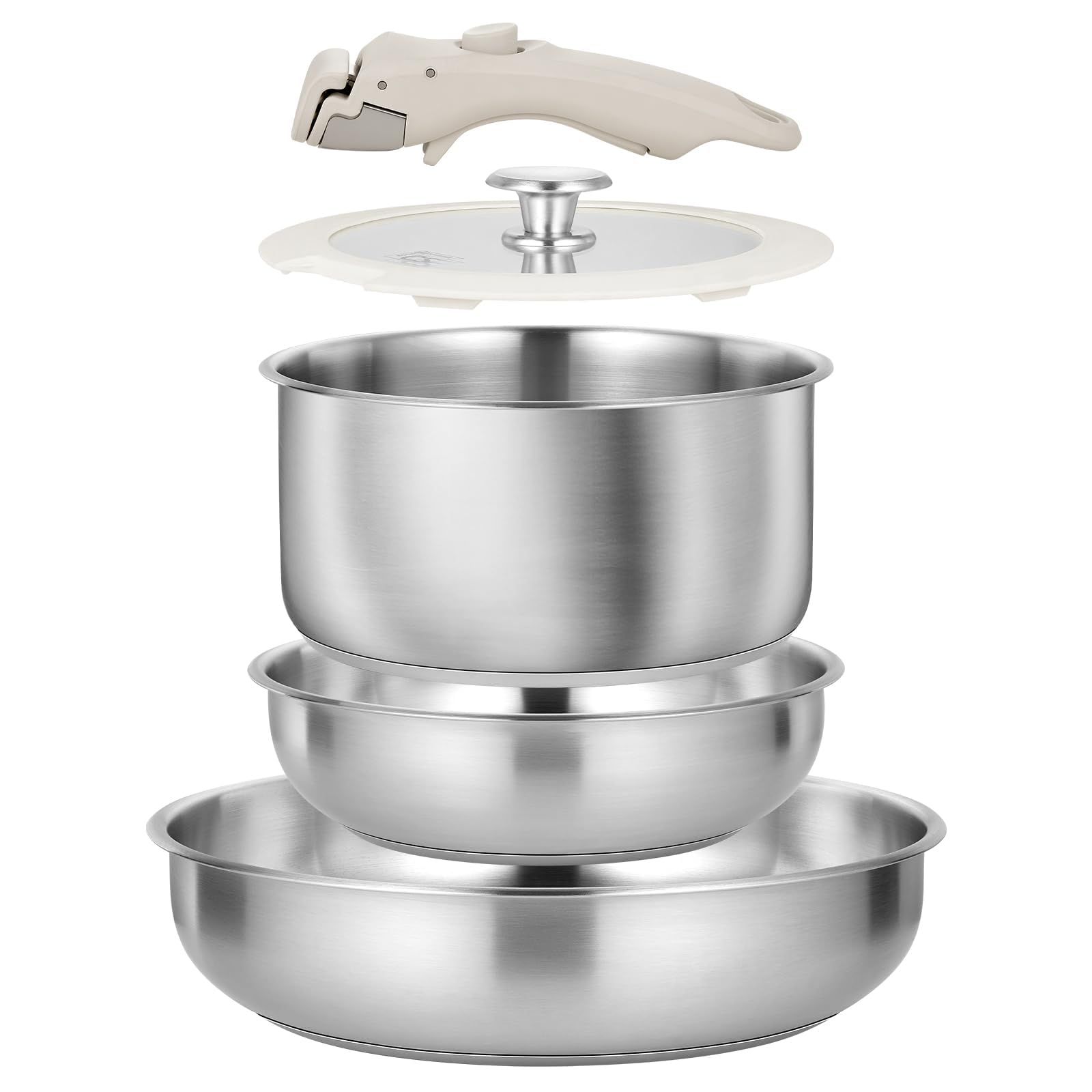 KOCH SYSTEME CS ステンレス フライパン セット 7点 鍋セット とってのとれる 蓋付き IH ガス火対応 長持ち 食洗機対応 オーブン対応 PTFE PFOA PFOS フリー★ ecb6fc00