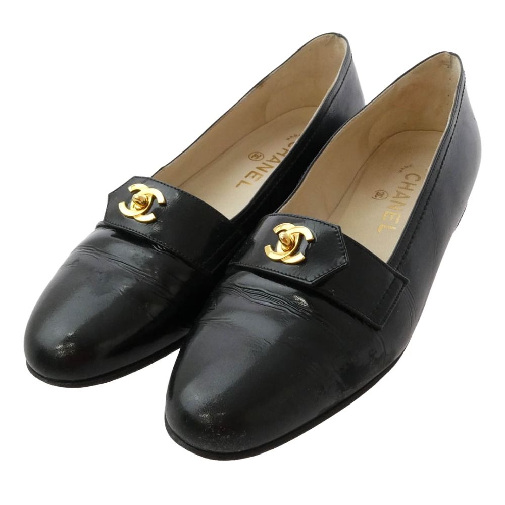 CHANEL シャネル ココマーク レザー パンプス ローファー ブラック系 39【中古】 26,152円