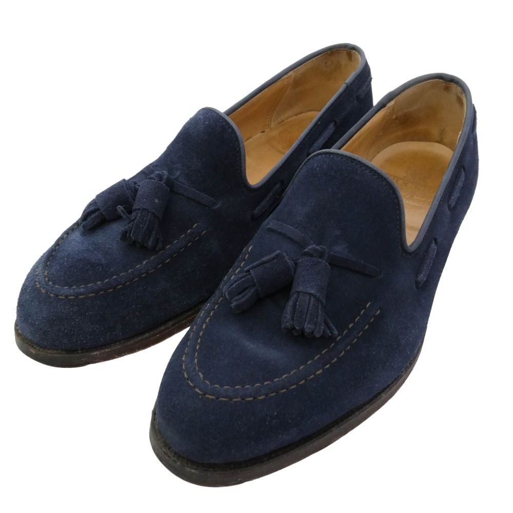 CROCKETT&JONES クロケットアンドジョーンズ 9376 CAVENDISH2 キャベンディシュ2 スエード タッセル ローファー ネイビー系 7.5E【中古】