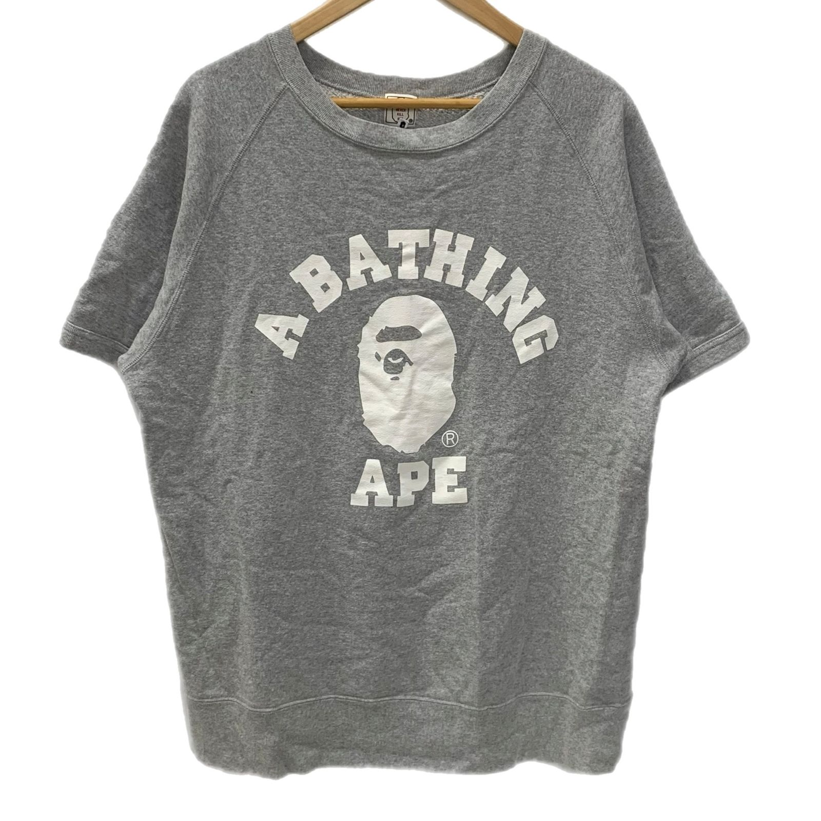 アベイシングエイプ A BATHING APE 半袖スウェット Tシャツ グレー Lサイズ 201MT-6022