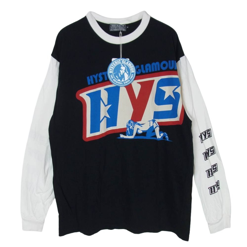 HYSTERIC GLAMOUR ヒステリックグラマー 26SS 02261CL06 DART TRACK ロンT 長袖 Tシャツ カットソー ブラック系 L【美品】【中古】