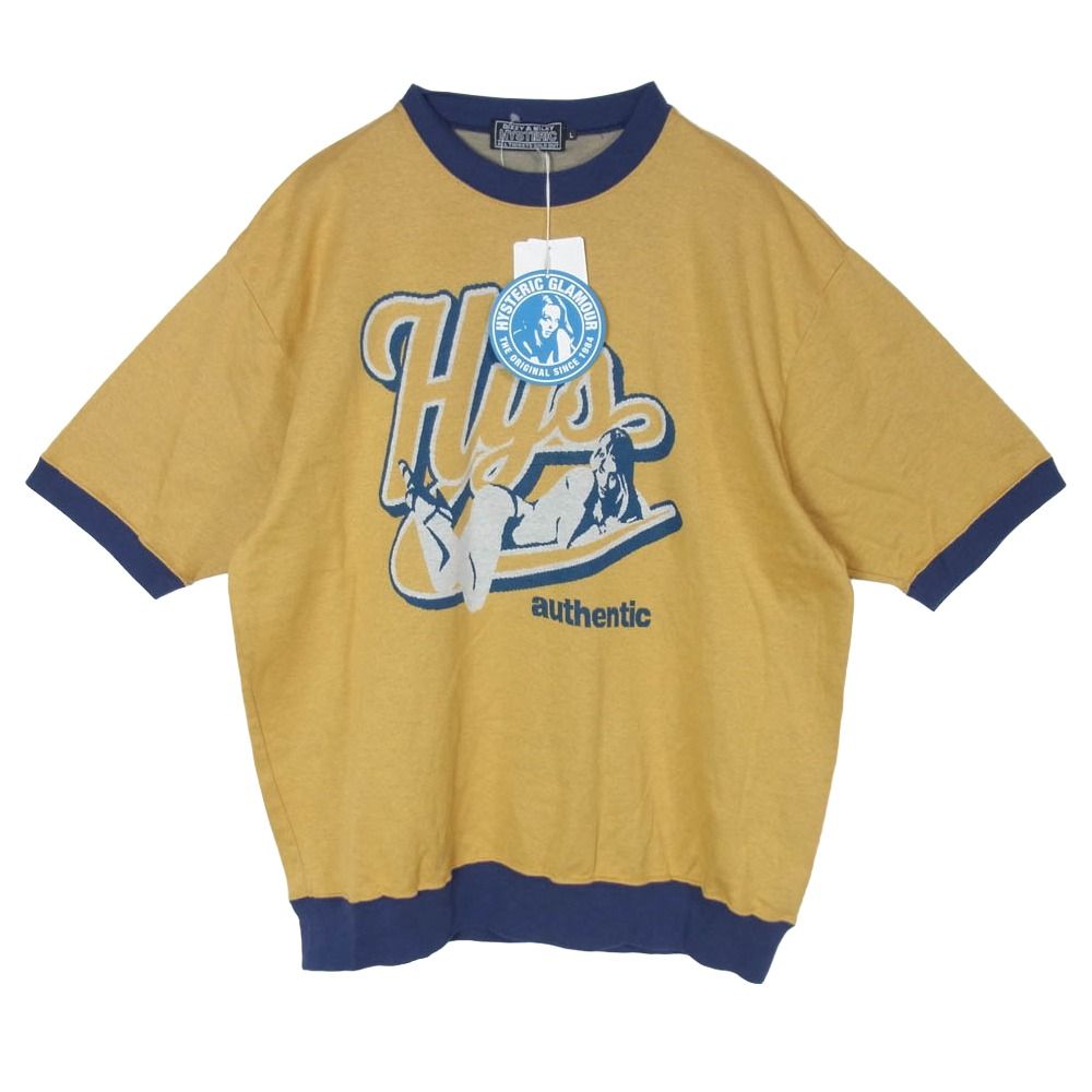 HYSTERIC GLAMOUR ヒステリックグラマー 26SS 02261CT15 AUTHENTIC オーセンティック ジャカード 半袖 Tシャツ イエロー系 L【美品】【中古】