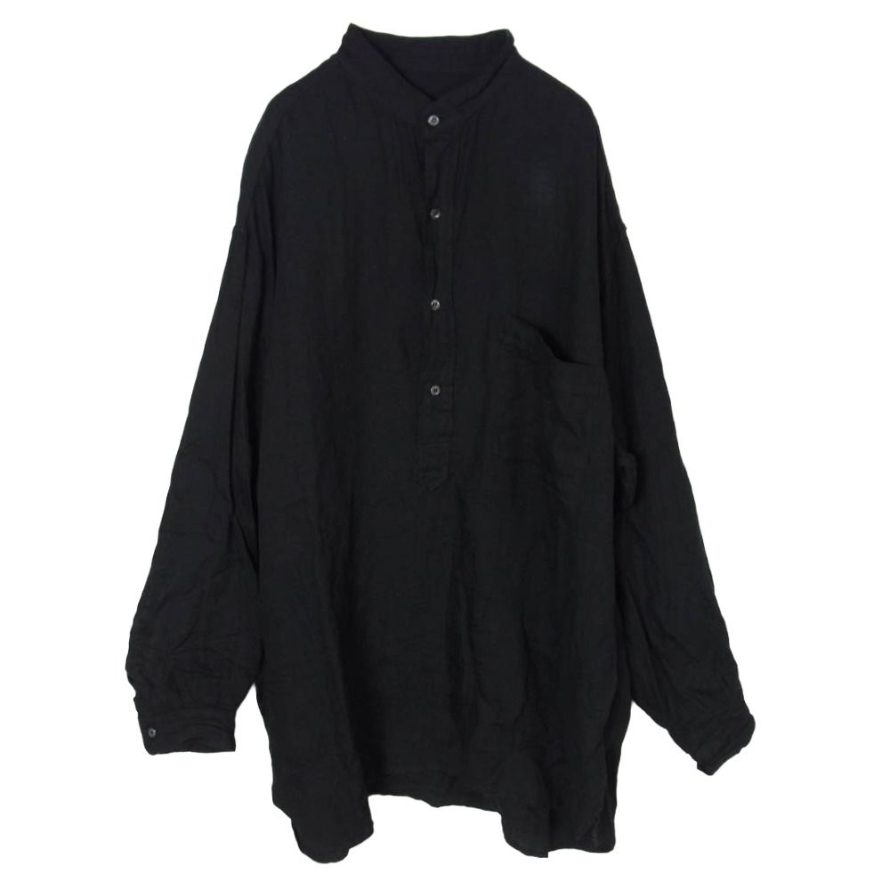 COMOLI コモリ 25SS B01-02007 リネンWクロス プルオーバー シャツ ブラック系 3【中古】