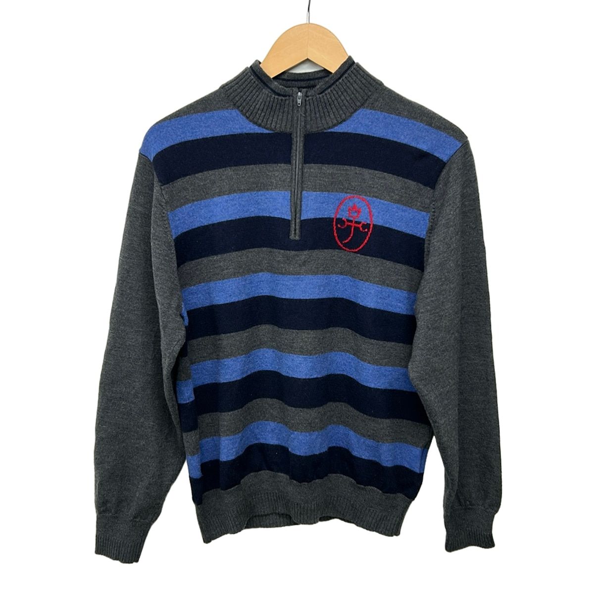 カステルバジャックスポーツ 長袖セーター サイズ4 XL レディース美品 - グレー×ネイビー×マルチ ハイネック/ボーダー