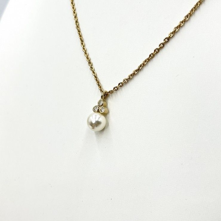 Christian Dior（クリスチャンディオール）ヴィンテージ ネックレス パール ラインストーン ゴールド レディース CDロゴ【中古】
