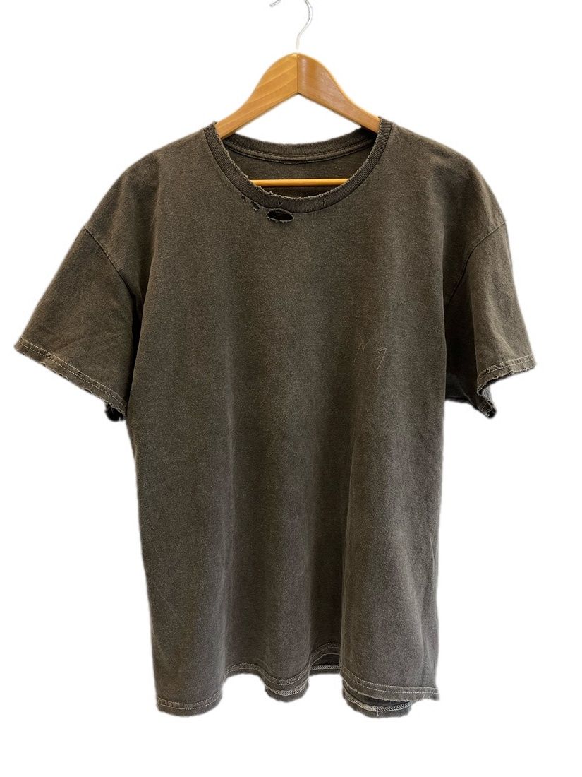 アンセルム ANCELLM 24SS EMBROIDERY DYED T-SHIRT FADE BLACK ダメージ加工 フリーサイズ Tシャツ グレー 101MT-6354