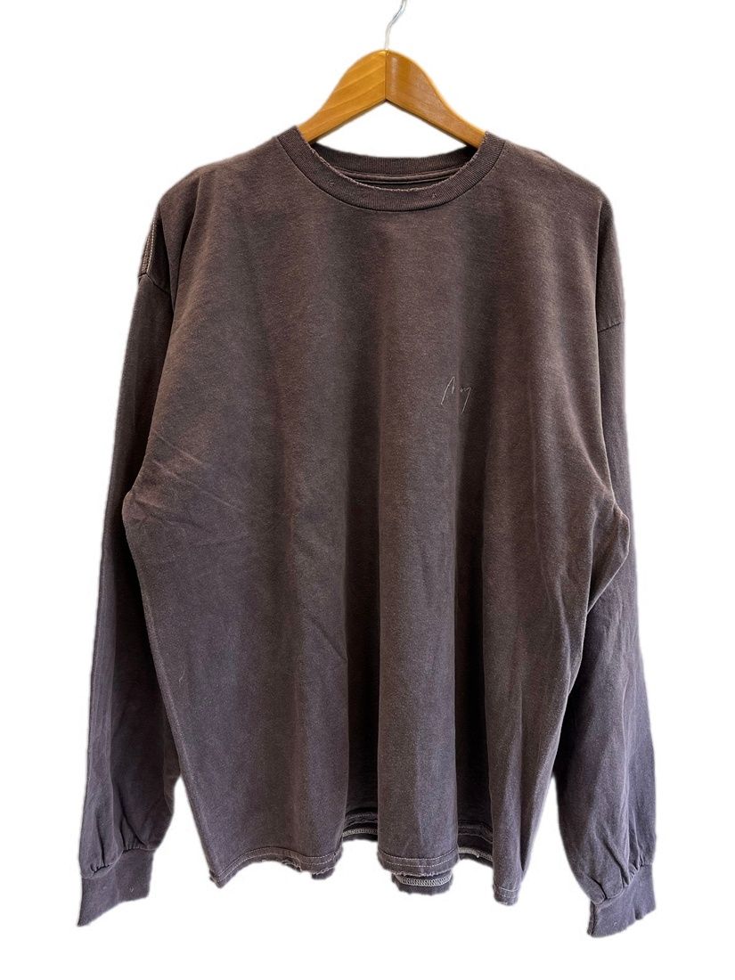 アンセルム ANCELLM 24AW EMBROIDERY DYED LS T-SHIRT ダメージ加工 紫 フリーサイズ ロンT パープル 101MT-6355