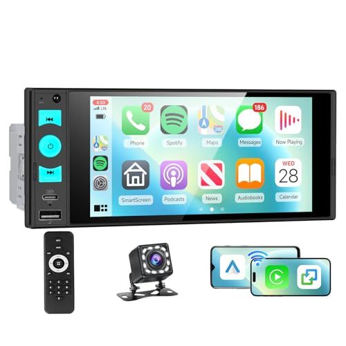 Hodozzy 1 DINカーラジオ ワイヤレスCarPlay/Android Autoミラーリング対応 6インチインセルタッチスクリーン搭載 1DINカーステレオ MP5プレイヤー Bluetooth/FMラジオ/EQ/ステアリングホイール c62b73bd