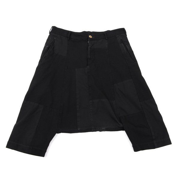 コムデギャルソンCOMME des GARCONS ポリ縮製品染めパッチワークサルエルパンツ 黒S
