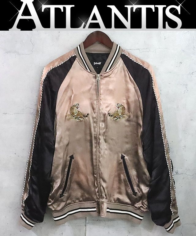 【広尾店】ショット Schott レーヨンエイジングスカジャン ベージュ×黒 size:XL 【19226】