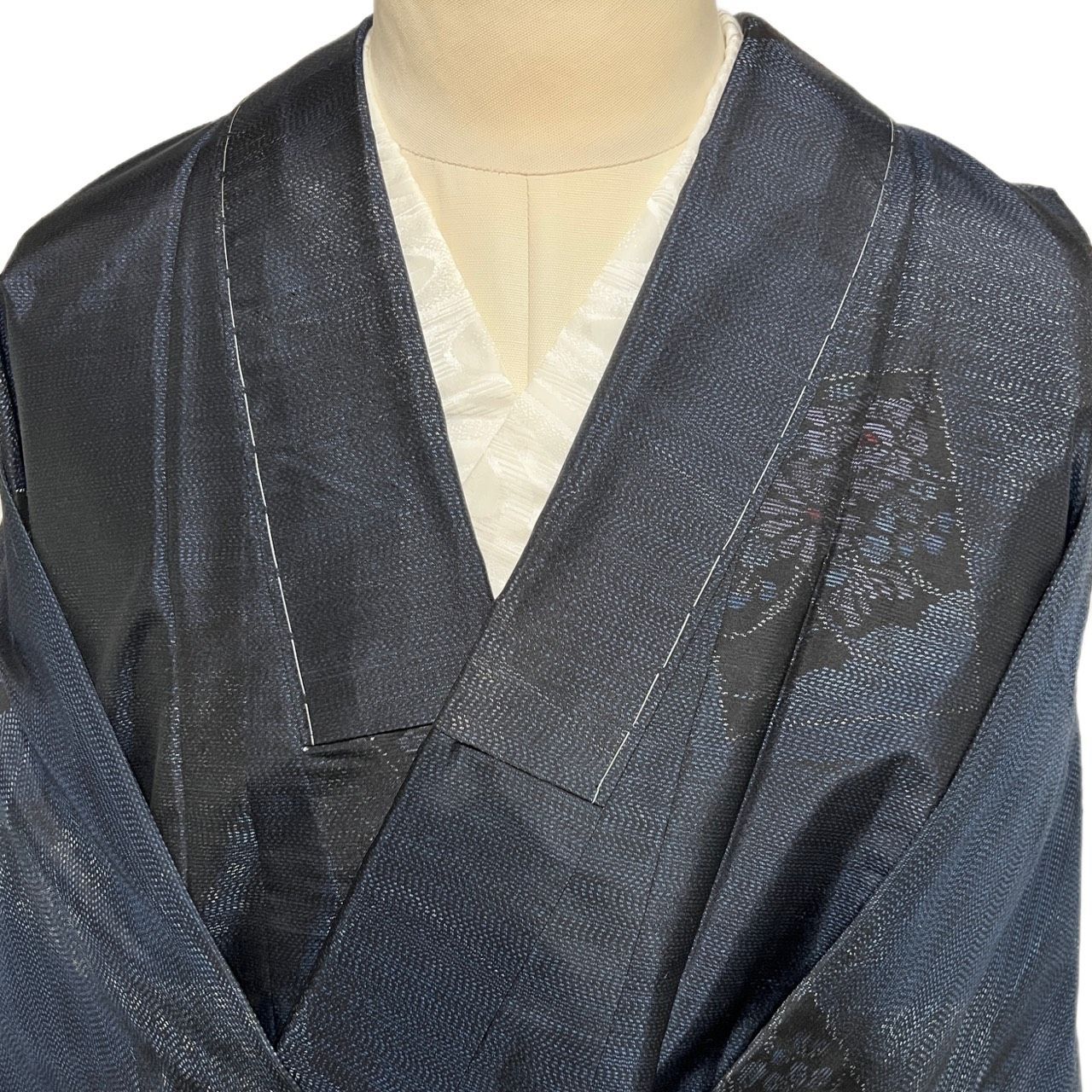K093 美品 大島紬 しつけ糸つき 身丈169cm トールサイズ 色紙文 青海波