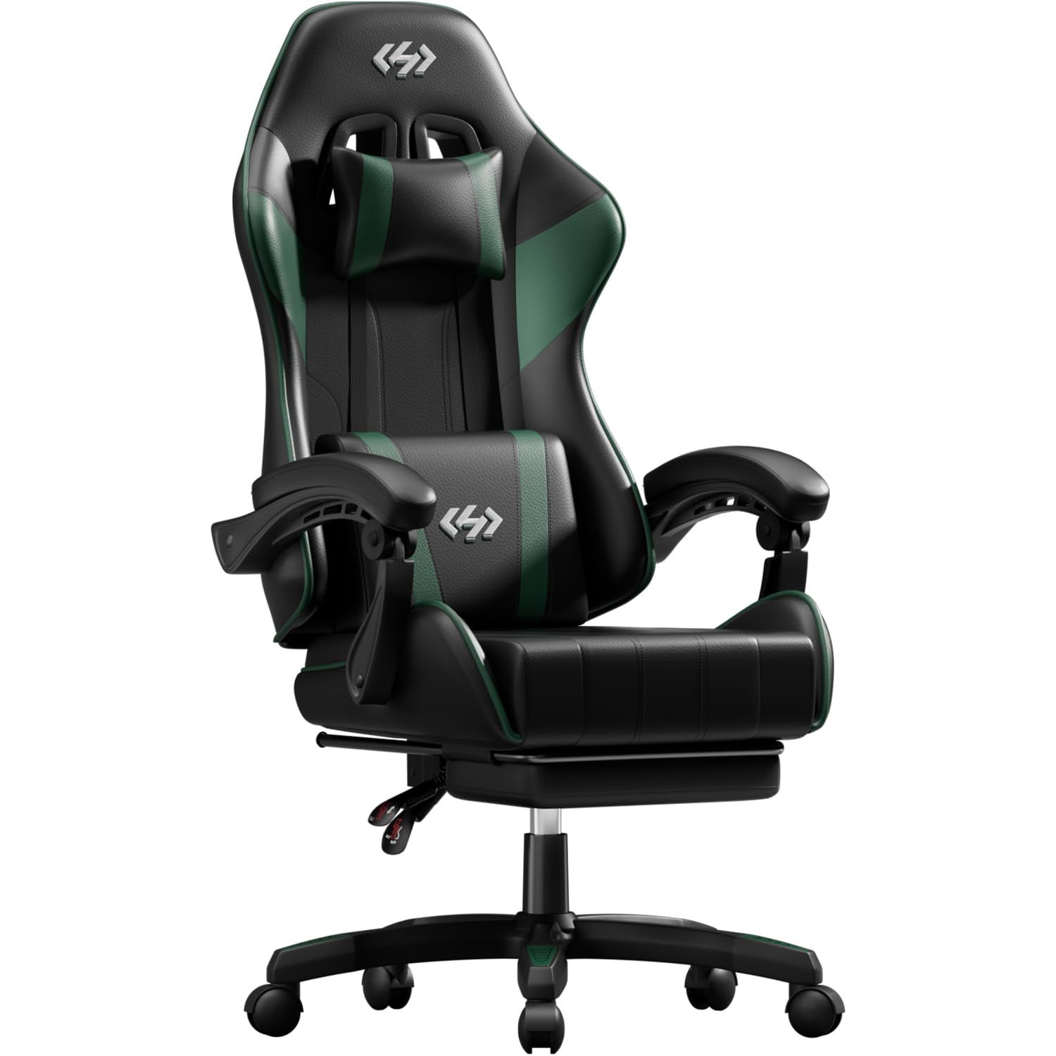 HLDIRECT ゲーミングチェア gaming chair オットマン付き pcチェア 椅子 在宅勤務用チェア145°リクライニング広々とした座面ハイバック ゲーミングチェア人間工学に基づいたオフィスチェア快適な座り心地腰部頭部サポート付き連動式アームレｍａ