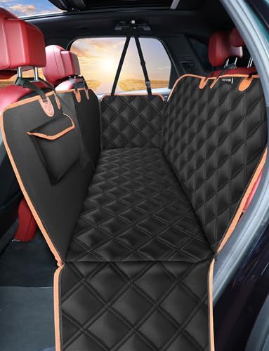 KYG ペット用 ドライブシート 汎用版 全車種 車ペットシート 後部座席 可視メッシュ窓 飛び出し防止リード付き 汚れ防止 防水 耐摩 滑り止め 簡単取り付け 折り畳み式 ブラック 135x45x45cmma a49644a7