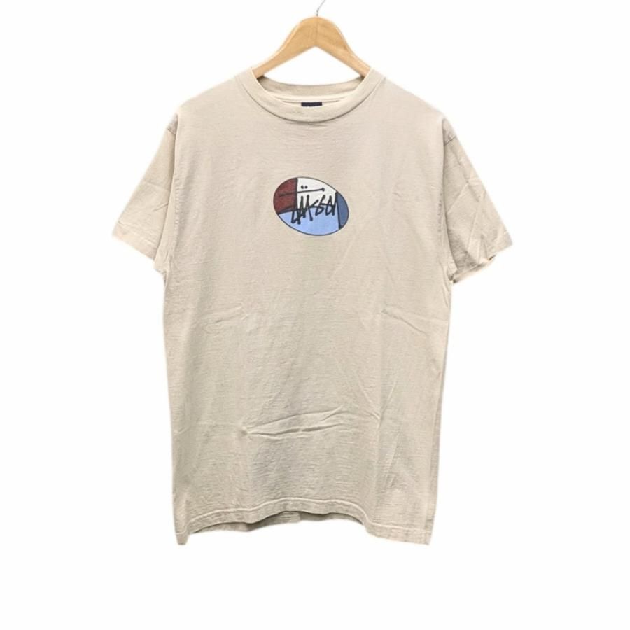 90s OLD STUSSY オールド ステューシー クルーネック ヴィンテージTシャツ ベージュ系 コットン サイズL 652411