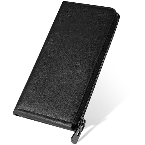 【新品】[DearMin] 財布 メンズ 長財布 本革 極小 薄型 大容量 L字ファスナー 小銭入れ 一流の革職人が作る コンパクトタイプ レディース 男性 ウォレット 牛革 ビジネス スタイリッシュ（ブラック） 4426da53