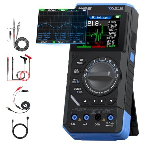 FNIRSI DST-210 3-in-1 オシロスコープ 10MHz帯域幅 48MS/s サンプルレート対応 ハンドヘルド 19999カウント テスター デジタルオシロスコープ＋マルチメーター＋信号発生器 ポータブル 充電式so 57530c49