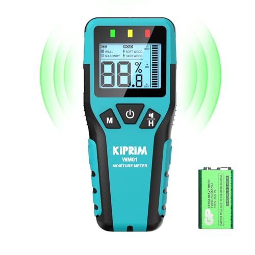 Kiprim ピンレス水分計 木材水分計（木材、壁、薪）4 つモード データ保持 ミュート機能 高精度センサーアラーム 水分検知器 プロフェッショナル 水分計so 0b5e381c