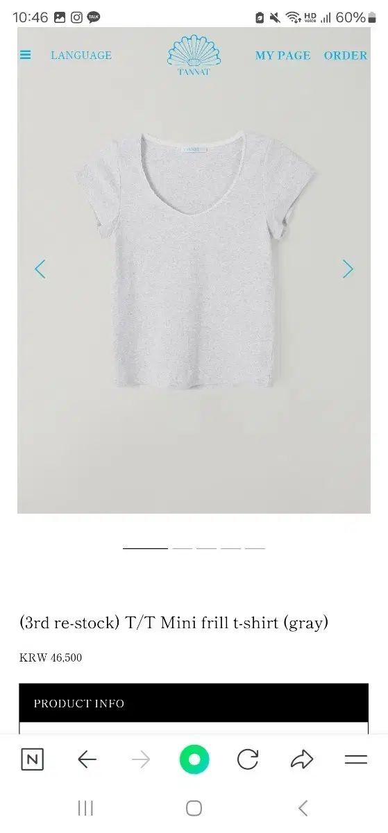 TANNAT ミニ フリル Tシャツ グレー タグ0 新品