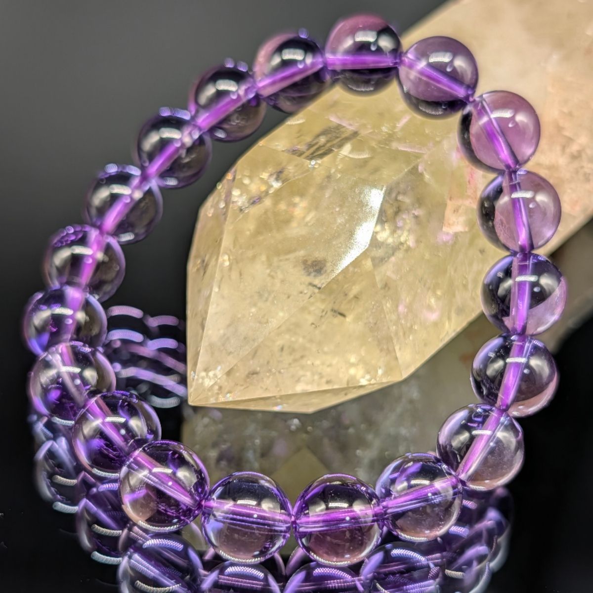 【パワーストーン】アメジスト 10mm 紫水晶 ブレスレット 【高品質・健康・金運・直感力】