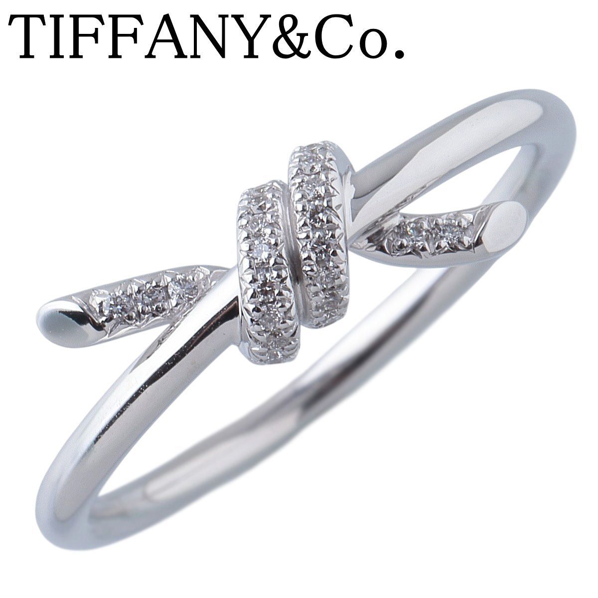 ティファニー ノット ダイヤ リング 現行モデル 約15号 Au750WG 箱 新品仕上げ済 TIFFANY【25945】