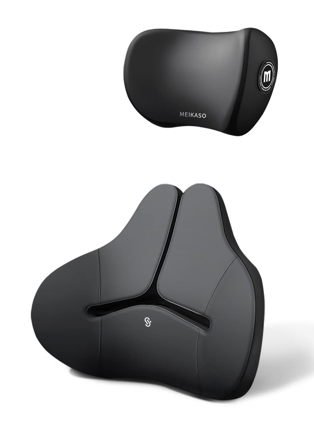 Meikaso 腰クッション ランバーサポート ネックパッド ファッション背もたれ 車用クッション カークッション ウェストクッション ネックピロー 首枕 運転クッション ヘッドレスト 腰楽 頚椎サポート枕 低反発 腰枕 背もたれ 通気性 人 6ab26641