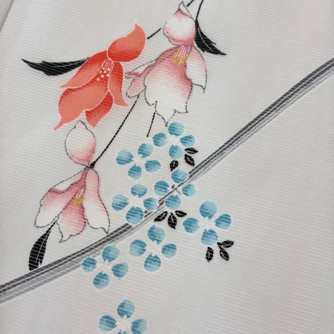夏着物 小紋 絽 花模様 卯の花色 K-5989 - メルカリ