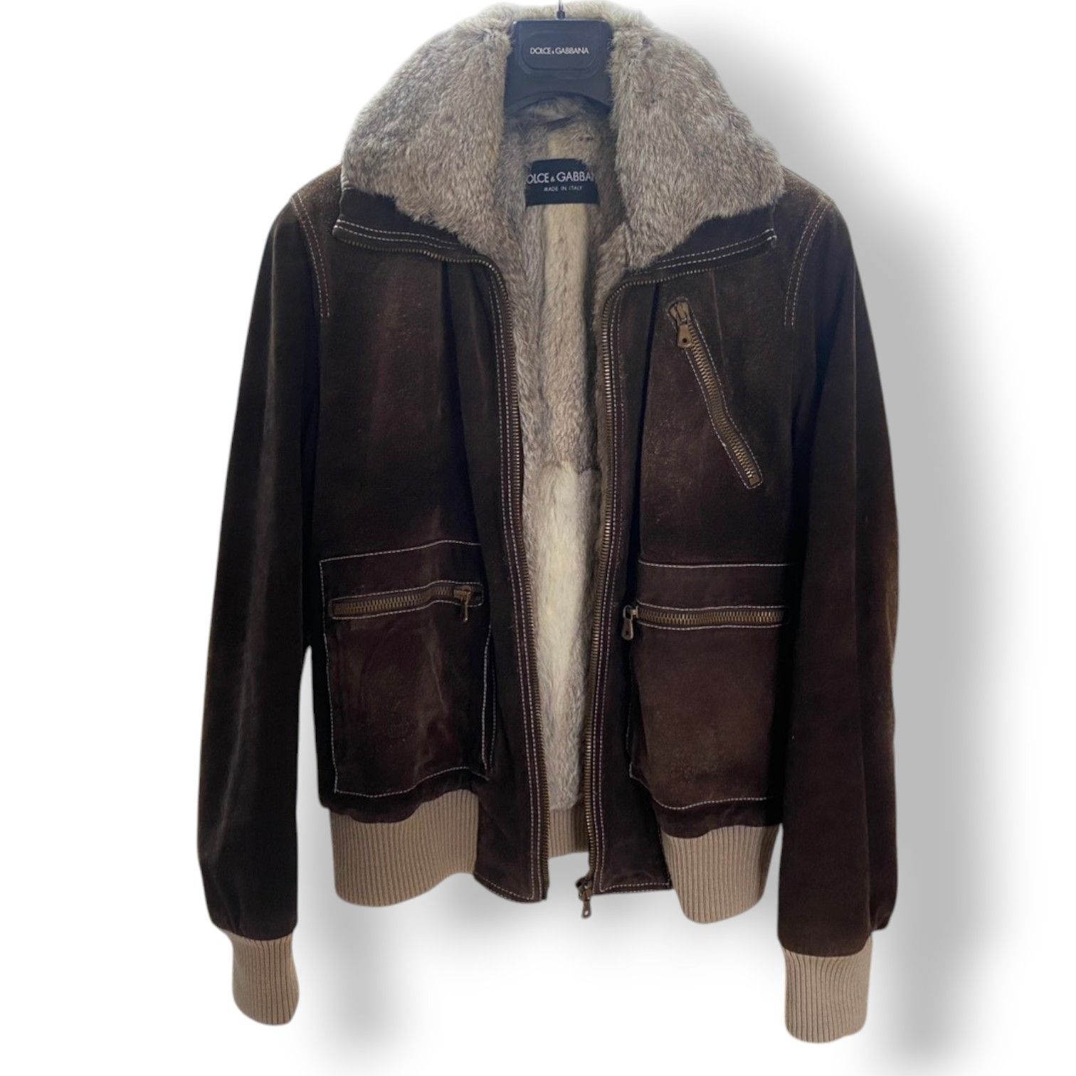 DOLCE&GABBANA レザージャケット 裏地ファー カーフスキン 48 ドルガバ