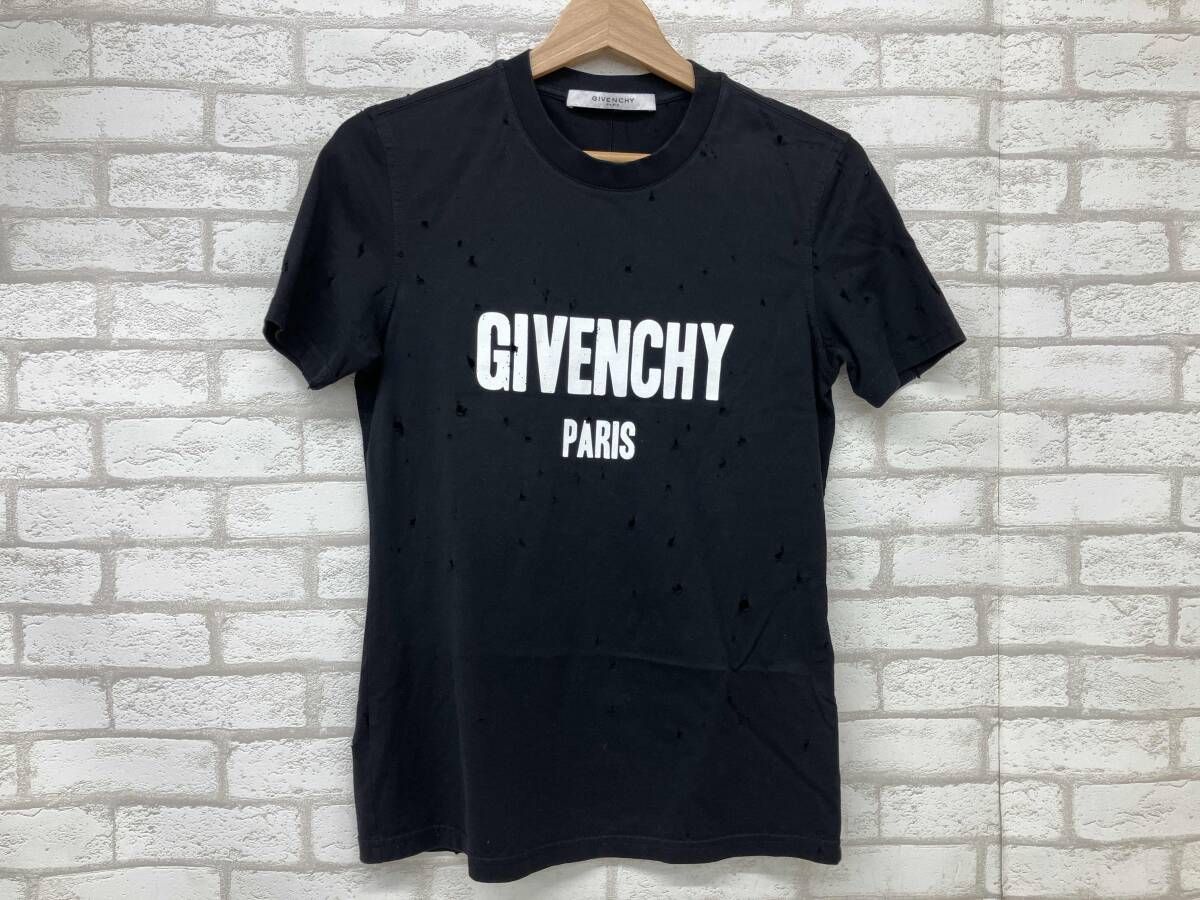 GIVENCHY 17A 7723 485 ジバンシィ デストロイ 加工 半袖Tシャツ ブラック メンズ XS