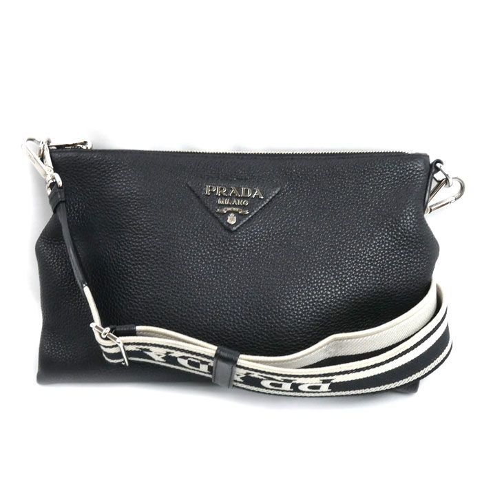 PRADA プラダ ヴィッテロダイノ ソフト ショルダーバッグ ブラック 1BH050 2DKV F0002 ICチップ ユニセックス 中古