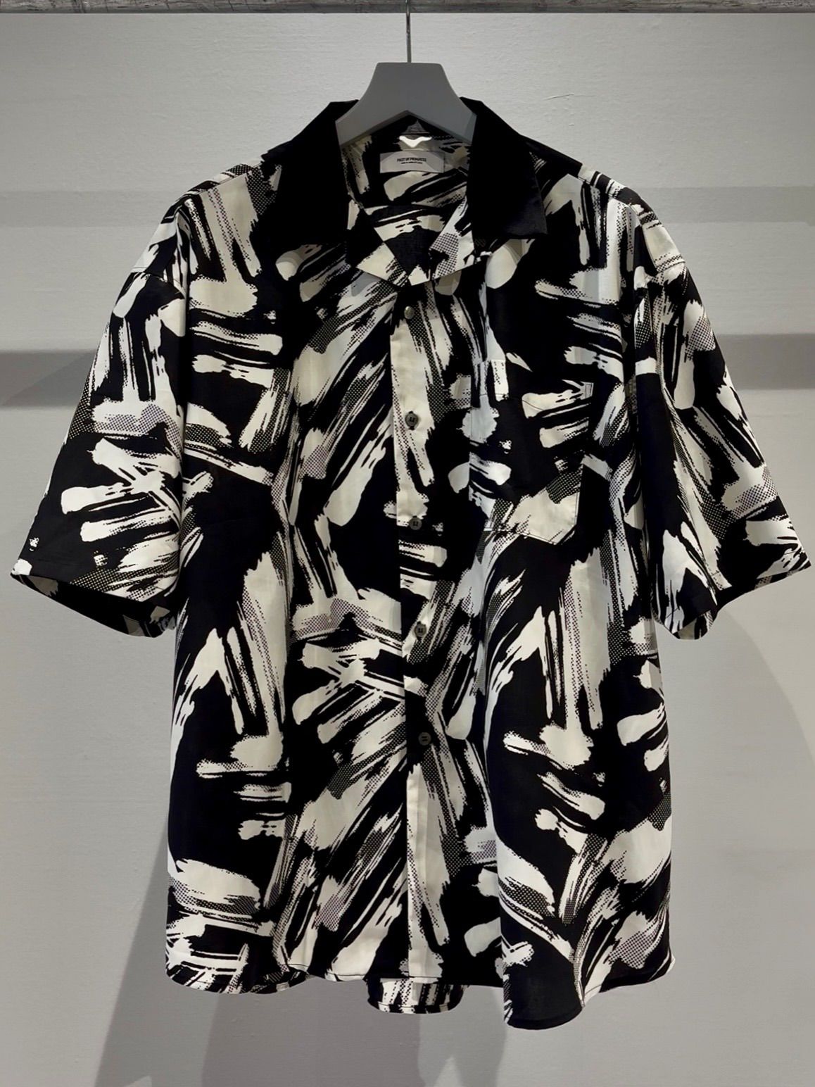 Mercury Mini Button Splash Print Black Collar Shirt