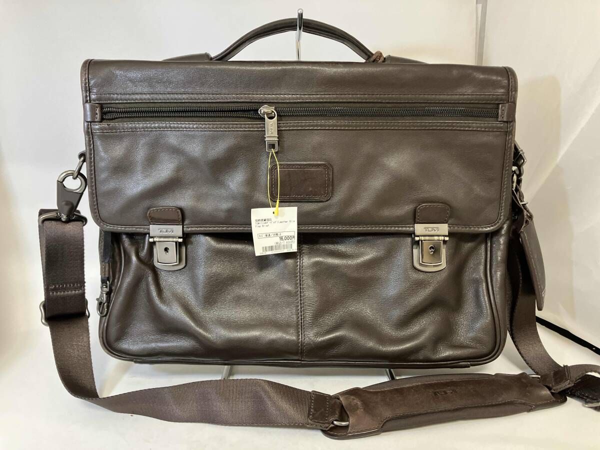 TUMI トゥミ ショルダーバッグ ビジネスバッグLeather Slim Flap Brief ナパレザー ブラウン 牛革 96167BH