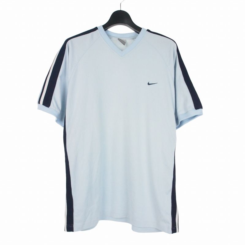 ナイキ NIKE 00s サイドライン ゲームシャツ Vネック Tシャツ カットソー 半袖 L ライトブルー 青 S41103TWI